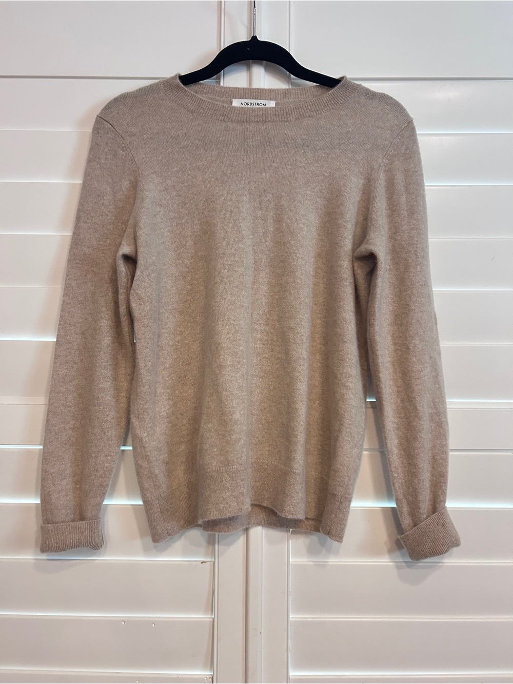 Nordstrom 100% Cashmere Crew Neck Sweater Tan Oatmeal Size Large